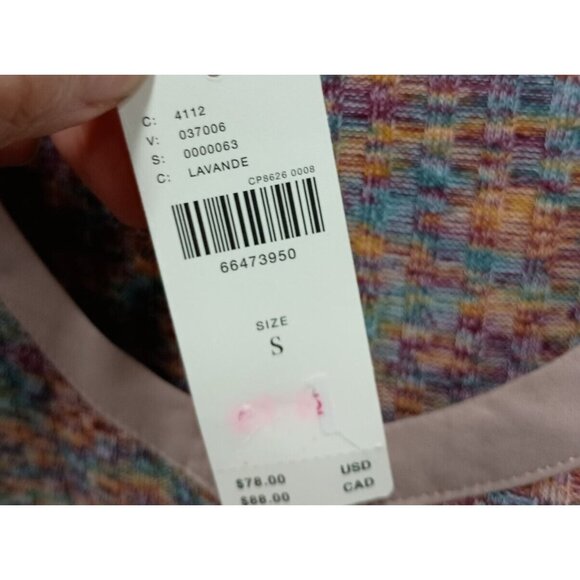 Anthropologie Womens Rainbow Henley Top Small Multi Puff Sleeve Scoop Neck Knit - Picture 4 of 13